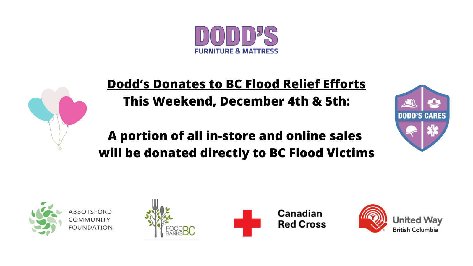 DODD'S DONATES TO BC FLOOD RELIEF EFFORTS