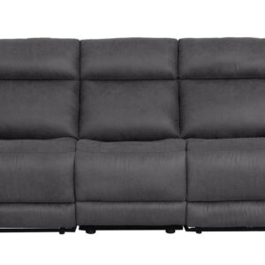 Comfortable gray sofa with plush cushions, ideal for living rooms and family spaces, available at Dodd's Furniture & Mattress. Perfect for relaxation and stylish home decoration.