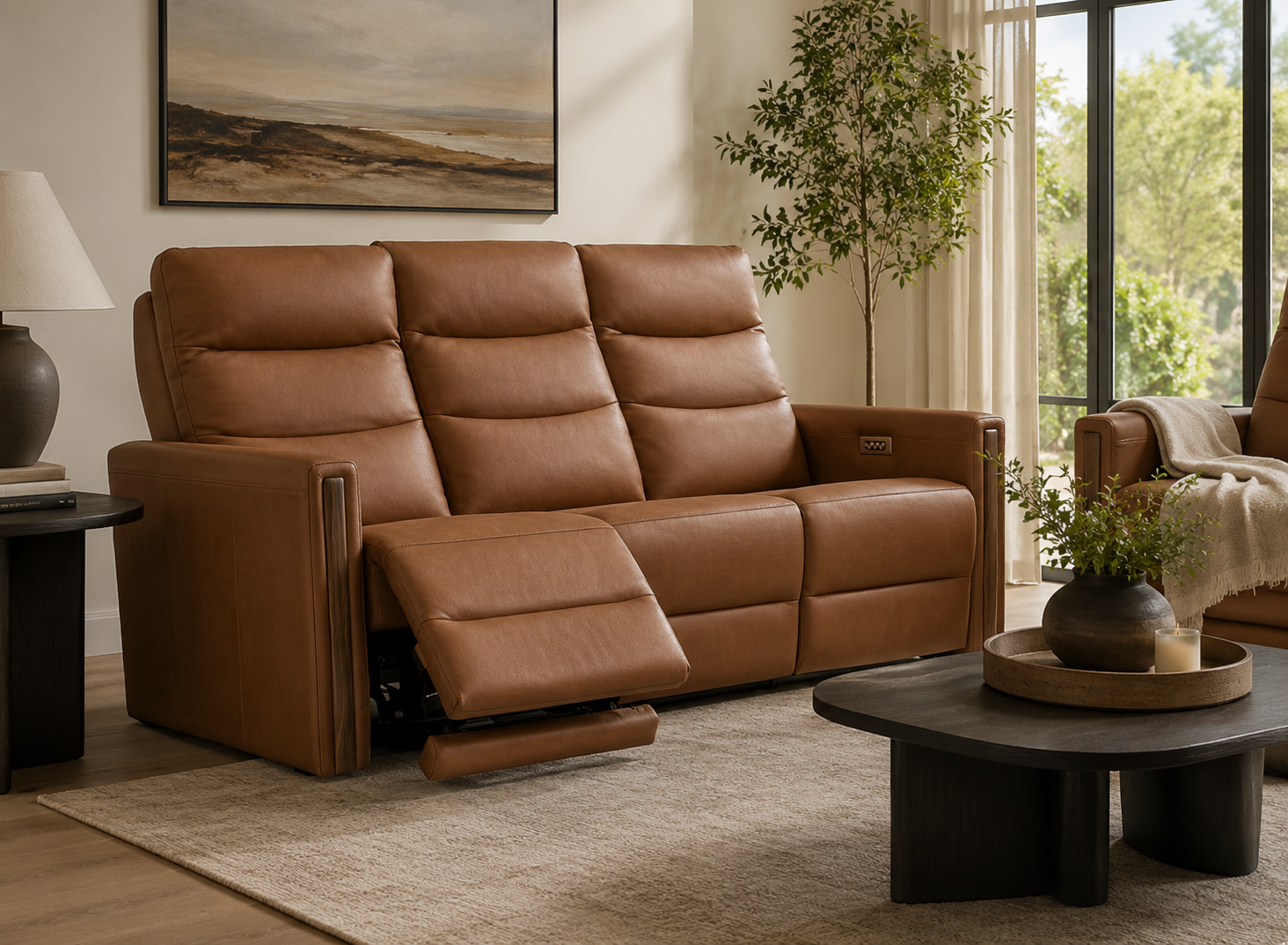 Fatima Leather Power Reclining Sofa | Made in Canada